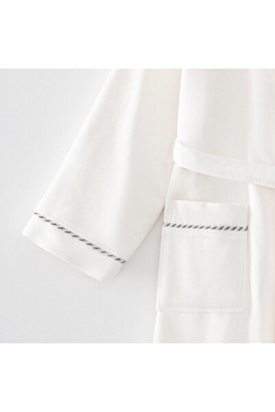 Ecocotton Ella Чоловічий халат 100% органічна бавовна з вишивкою, кремовий