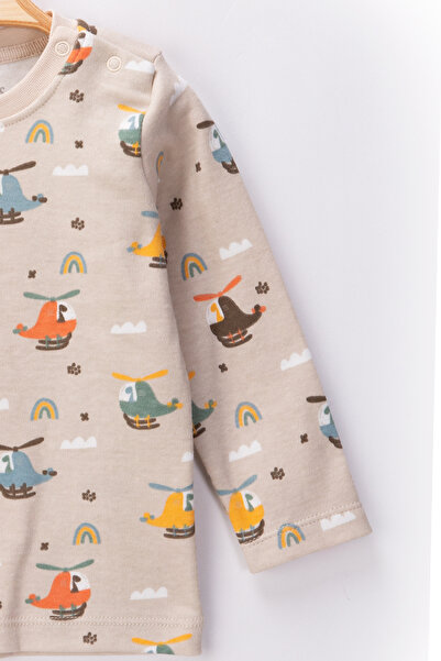 Minibess 100% памук, 2-компонентен комплект бебешки пижами с принт, 3 - 24 месеца