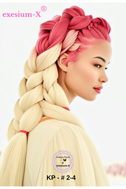 X-Pression شعر صناعي للضفائر الأفريقية والراسا 2-4-وردي-بلاتينيوم 165 جرام