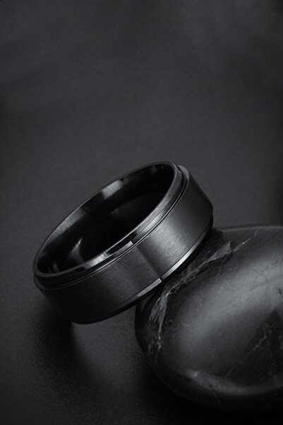Chavin Matte Black Men's Steel Wedding Ring in the Middle Dm13