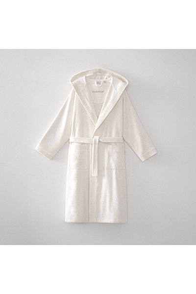 Ecocotton Ecosoft New Men's Bathrobe 100% Organic Cotton Dobby Cream