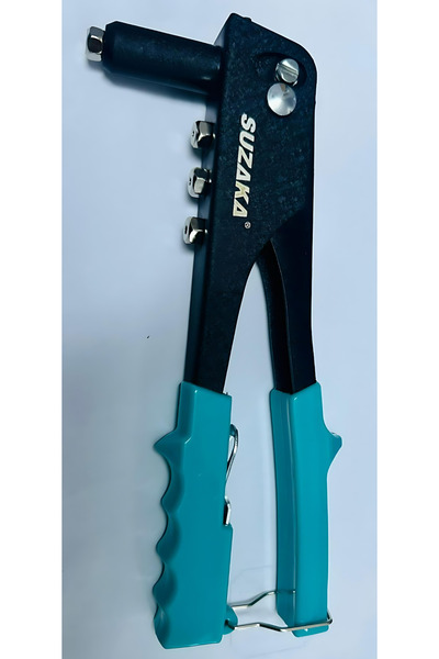 SUZAKA Hand Riveter 9.5 Inch with 4 Nozzles for 2.4mm to 4.8mm Rivets – Heavy Duty Rivet Tool