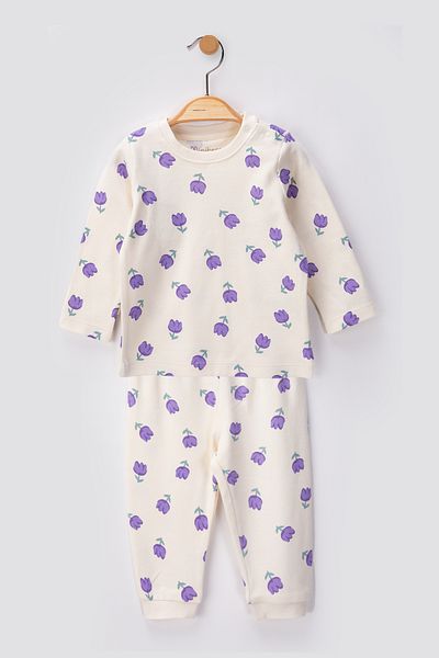 Minibess 100% Cotton 2-Piece Printed Baby Pajama Set 3 - 24 Months