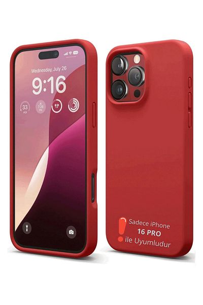 EVAX (Astarli) iPhone 16 Pro Compatible Lined Outside Silicone Inside Velvet Flexible Soft Silicone Case
