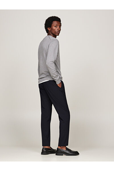 Tommy Hilfiger Erkek Marka Logolu Organik Pamuklu Günlük Kullanıma Uygun Gri Kazak MW0MW14748 P4A