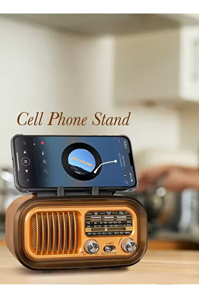 Denx Portable HI-FI Radio 3 Channel FM - AM - Gold/Brown/Black Bluetooth AUX TF Card USB Flash Disk