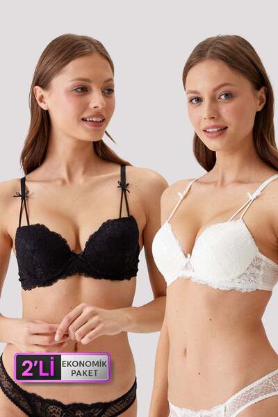 Pierre Cardin 6816 Pachet economic 2 piese 6816 Negru - Set sutien din dantelă neconfortat Ecru Madrid