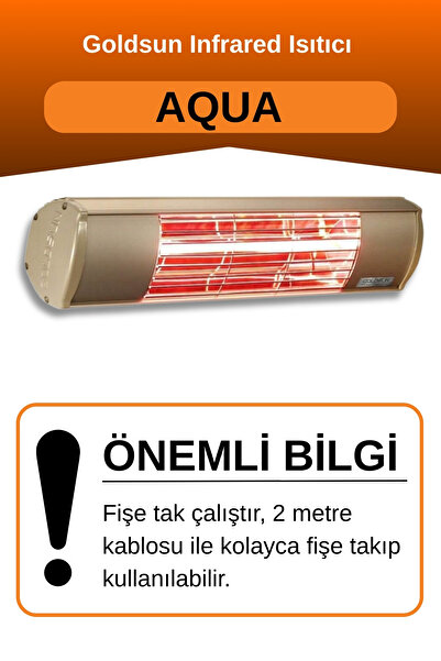 GOLDSUN Aqua 1500 Watt GSA15 Kumandasız Suya Dayanıklı Elektrikli İnfrared Isıtıcı-Bej
