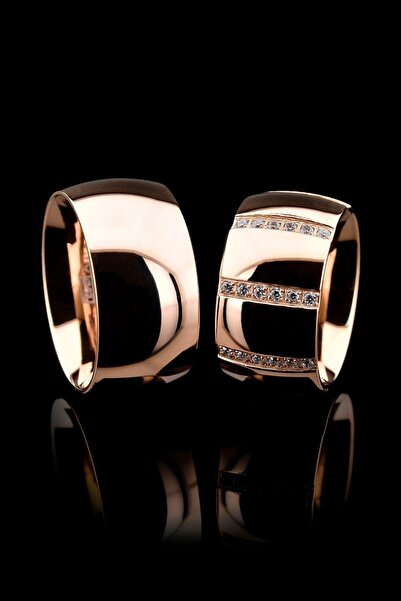 Kaya The Third Love Me Marka 12mm 1.kalite Rose Altın Renk Geniş Çelik Alyans...