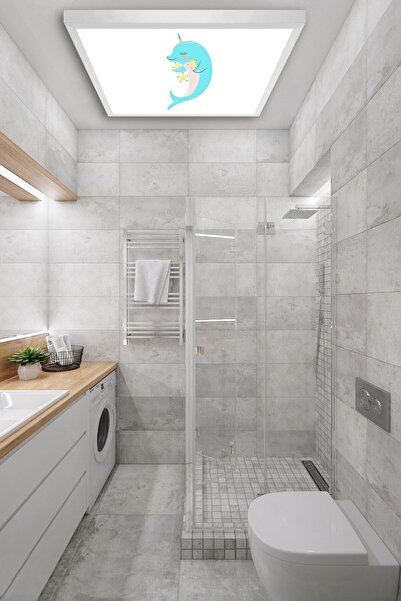 Gökyüzü Panel Wc Avize-60cmx60cm-54watt-led-armatür-banyo-aydınlatma-desenli-...