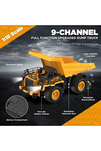 Generic Remote Control car Dump Truck - 1:18 Scale Construction Toy Full Function 2.4GHz