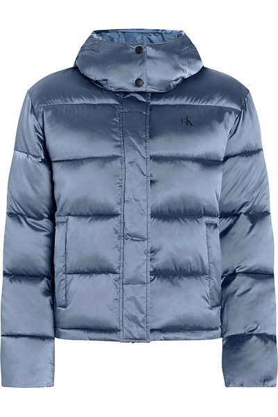 Calvin Klein Brand Detailed Hooded Puffer Blue Women's Jacket - Zippered J20J 224616 -Cdo