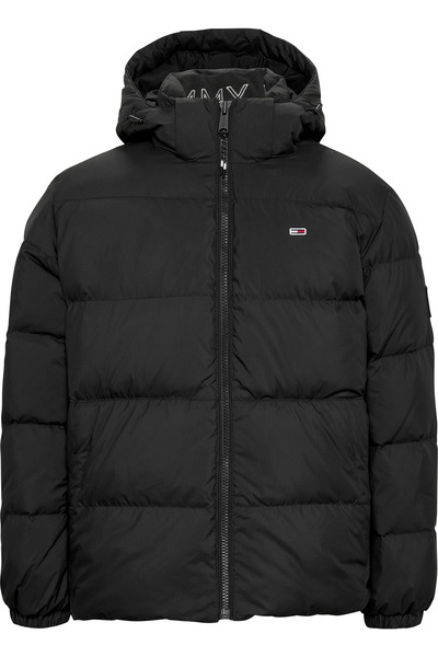 Tommy Hilfiger Erkek Marka Logolu Full Fermuarlı Kapüşonlu Günlük Kullanıma Uygun Siyah Mont DM0DM19