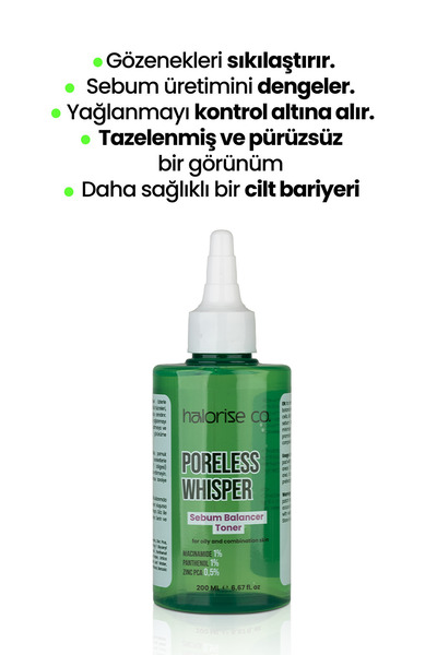 Halorise co. Akne, Siyah Nokta Ve Karşıtı Gözenek Sıkılaştırıcı Salisilik Asit Ve Niasinamid Tonik-200ml