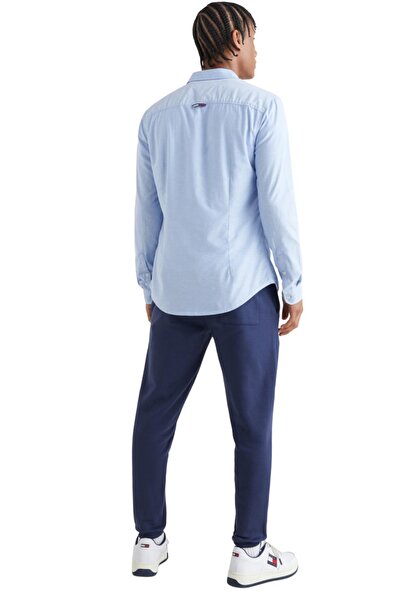 Tommy Hilfiger Erkek Marka Logolu Streç Pamuklu Yarı Yatık Yakalı Şık Görünümlü Günlük Kullanıma Uyg