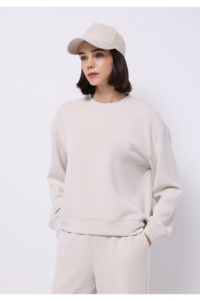 Colin's Regular Fit Round Neck Plain Women's Ecru Sweatshirt