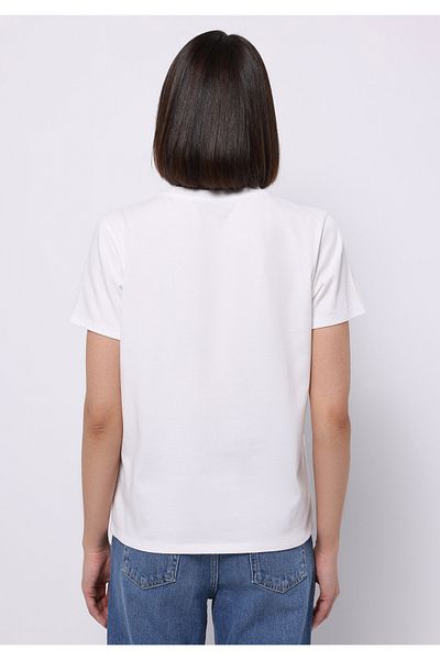 Colin's Regular Fit Round Neck Embroidered Women's White Short Sleeve T-Shirt