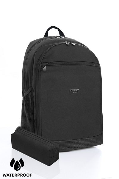 D'VERS Unisex Black Waterproof 3 Compartment Daily Travel and School Backpack with Pen Holder
