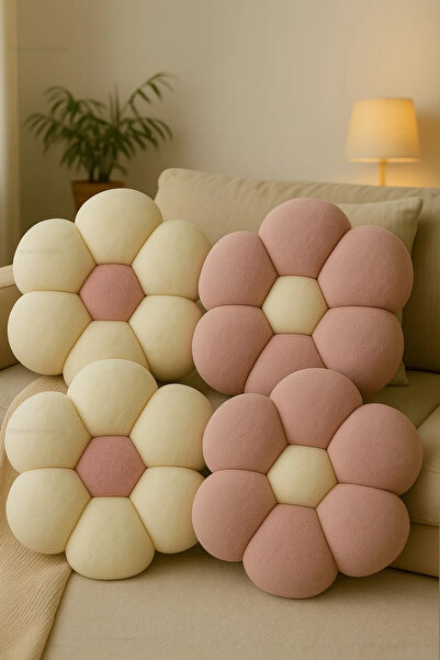 Plush Soft Perna decorativa Daisy de pluș - Țesătură importată - Antialergică vine cu 4 bucăți