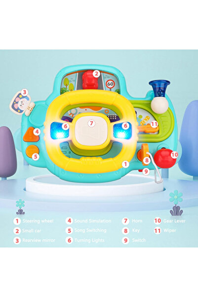 Smart Vibe RacerKid™ Multifunction Steering Wheel with Lights and Sounds Driving Simulator, 11 Functions, Blue