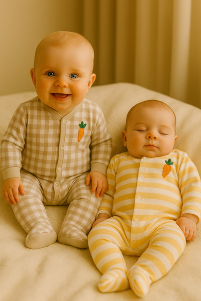 cimcim baby Plaid and Stripe Detailed 2-Piece Baby Romper Set