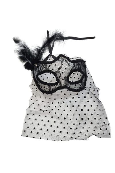 partidolu Black Lace Feather Wedding Tie Back Lace Veil Prom Mask 1 Piece Bride Hal