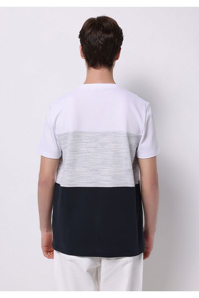 Colin's Regular Fit Round Neck Knitted Jacquard Men's Navy Blue Short Sleeve T-Shirt