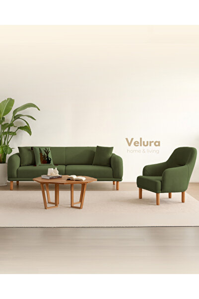 Velura Home & Living Lara Koltuk Takımı & Oturma Grubu - Yeşil (3+3+1+1)