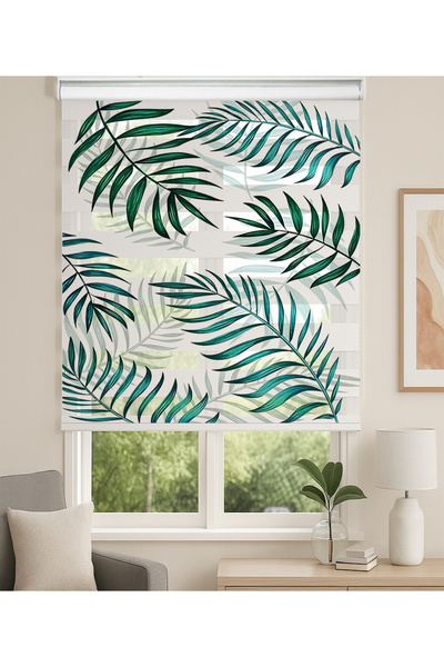 Home Tropikal Yeşil Yaprak Desenli Dijital Baskılı Zebra Stor Perde – Modern ...