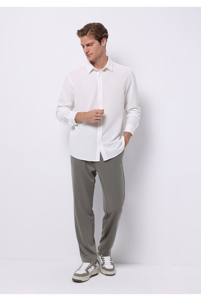 Colin's Regular Fit Shirt Neck Düz Erkek Beyaz Uzun Kol Gömlek