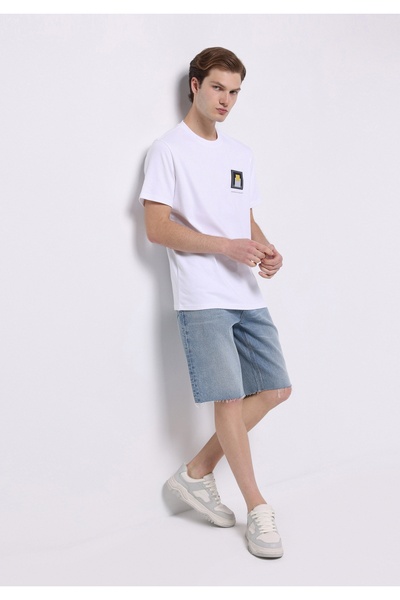 Colin's Регулярна посадка з круглим вирізом, однотонна чоловіча біла футболка з коротким рукавом