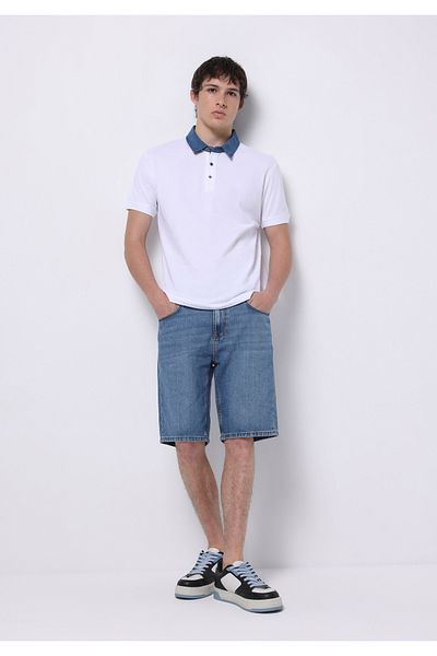 Colin's Regular Fit Mid Waist Plain Men's Light Indigo Denim Jean Shorts with Pockets