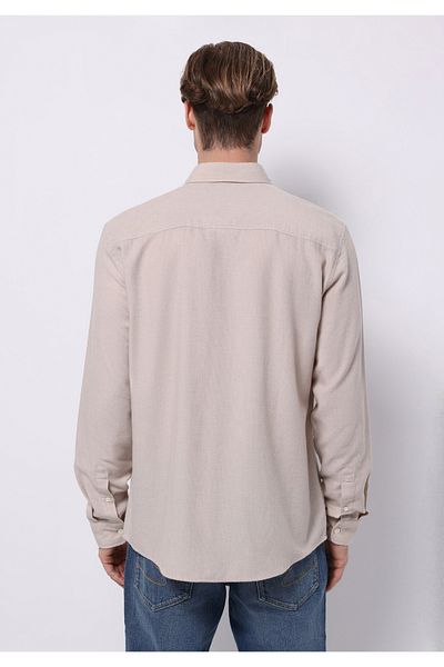 Colin's Regular Fit Shirt Neck Plain Men's Beige Long Sleeve Shirt
