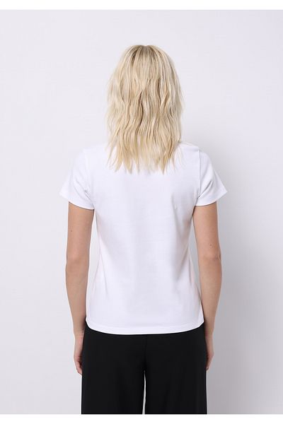 Colin's Slim Fit Round Neck Cotton Solid Women's White Short Sleeve T-Shirt