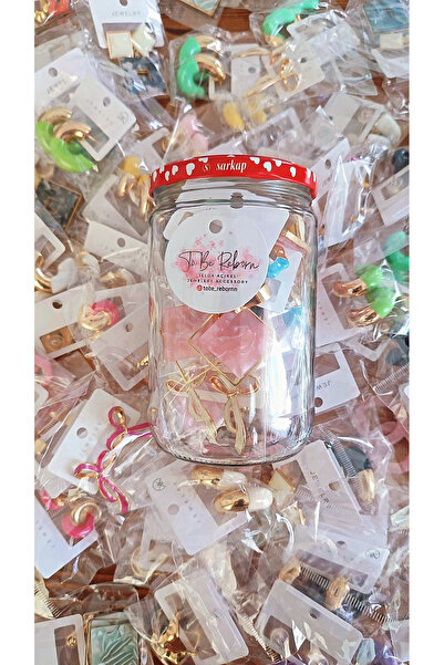 To Be Reborn Gizemli Takı Kavanozu(Sadece Renkli Mineli Küpeler 5 adet)