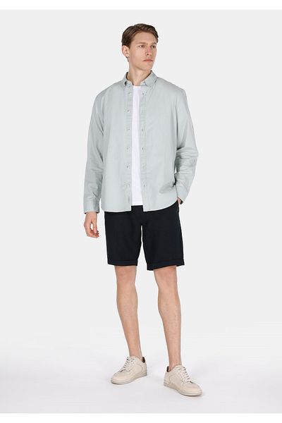 Colin's Regular Fit Mid Waist Straight Men's Linen Blended Black Shorts