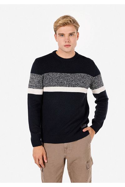 Colin's Regular Fit Round Neck Men's Navy Blue Sweater