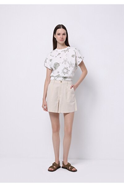 Colin's Regular Fit Round Neck Cotton Printed Women's White Short Sleeve T-Shirt