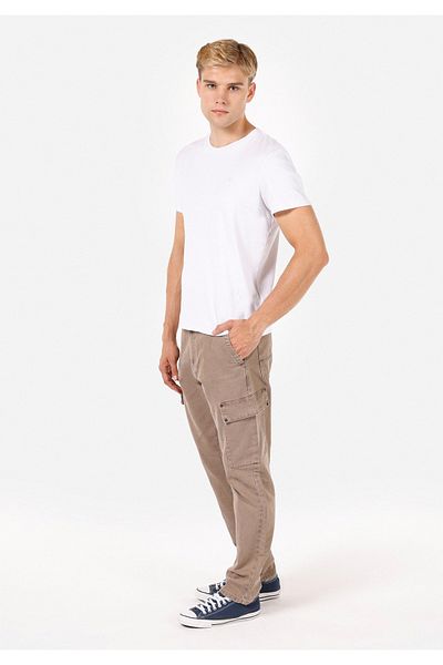 Colin's Comfort Fit Mid Waist Straight Leg Men's Woven Beige Trousers
