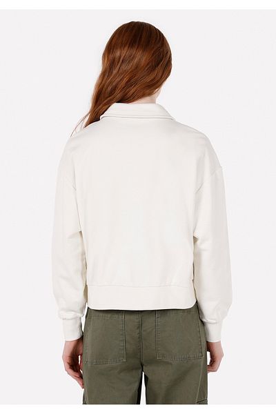 Colin's Regular Fit Zippered Printed Women's White Sweatshirt