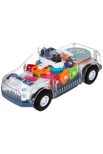 Toybox Transparent Electric Police Car Gear Toy with Flashing Lights & Music, Automatically Changes Directi