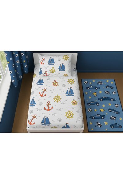 sehra Single Cotton Fitted Sheet + 1 Pillowcase Set Quality Durable Children's Pattern Set
