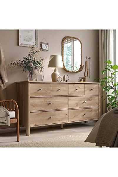 IKEA 8 çekmeceli şifonyer, gri-kahverengi, 171x50x91 cm