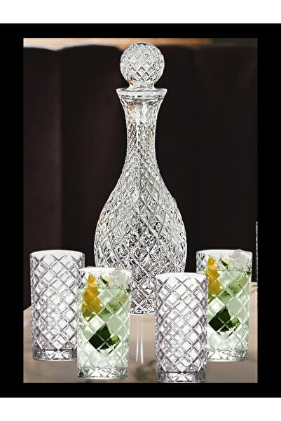 MADAME LUDA Crystal Cage Embroidered 7 Piece 6 Person Glass-Wine Bottle Set. (6 Cup + 1 Caraf-Bottle)