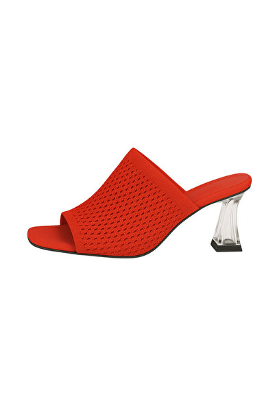 BESKAR Червоні трикотажні прозорі капці на підборах