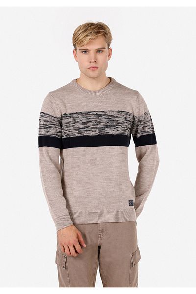 Colin's Regular Fit Round Neck Men's Beige Sweater