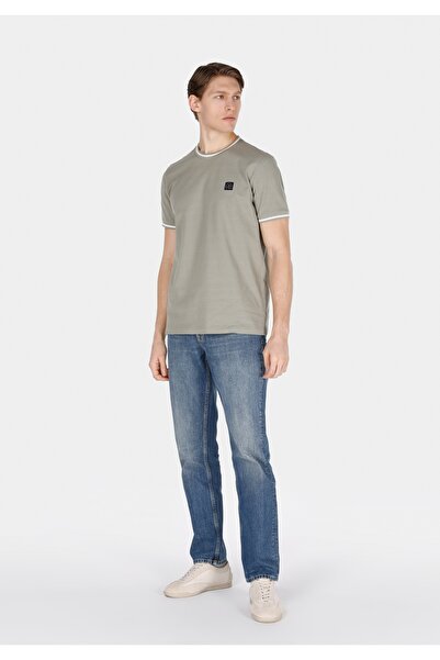 Colin's Regular Fit Yuvarlak Yaka Pamuıklu Jakarlı Erkek Yeşil Kısa Kol Tişört