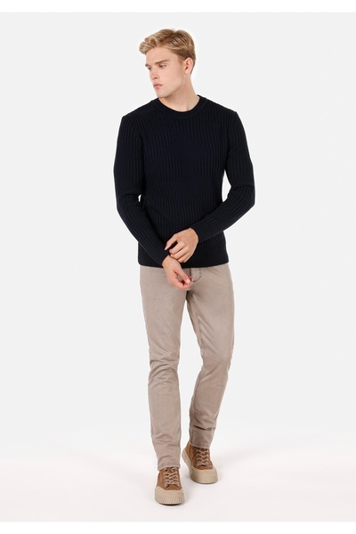 Colin's Regular Fit Yuvarlak Yaka Jakarlı Erkek Lacivert Kazak