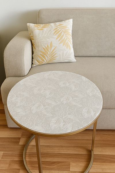 Rona Home Round Coffee Table Leaf Pattern Dowry Pvc Transparent Table Cloth Wicker Luxury Wipeable Table Cloth