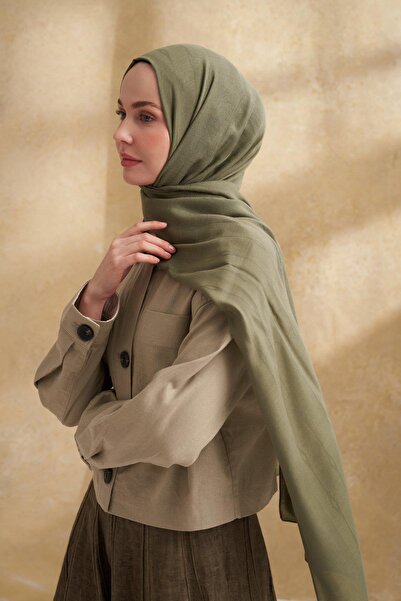 ARMANDA Aybüke Nur Demi̇rci̇'s Preferred Cotton Modal Aden Pattern Scarf - Khaki